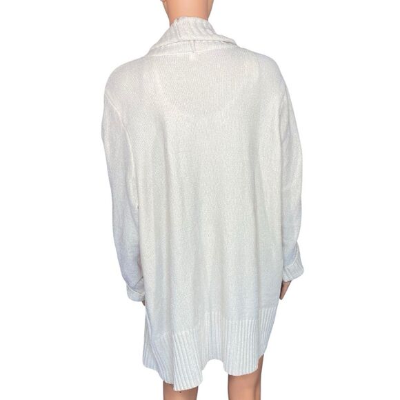 Seven7 Off White Open Front Cardigan Sweater Women Size 1X Oversized Long Length - Picture 3 of 6